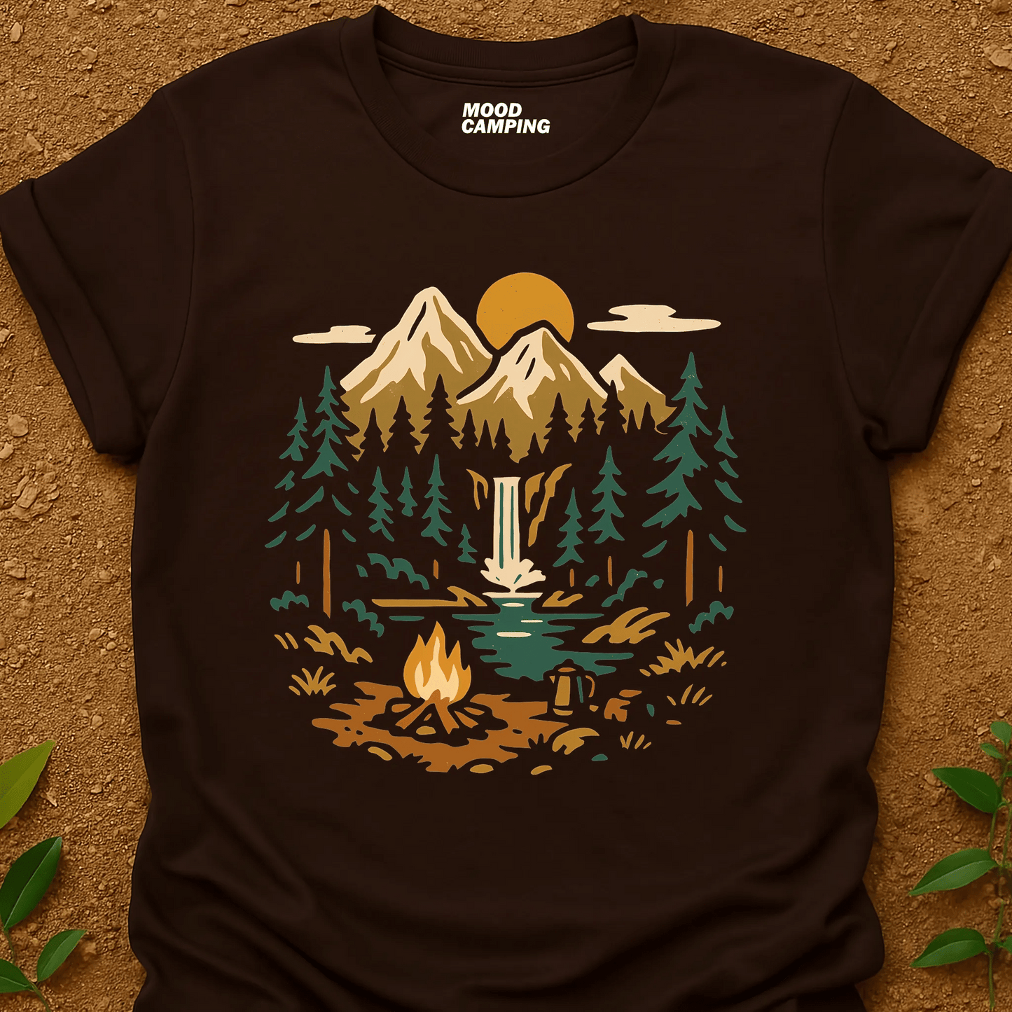 Waterfall In Forest T-Shirt - Mood Camping