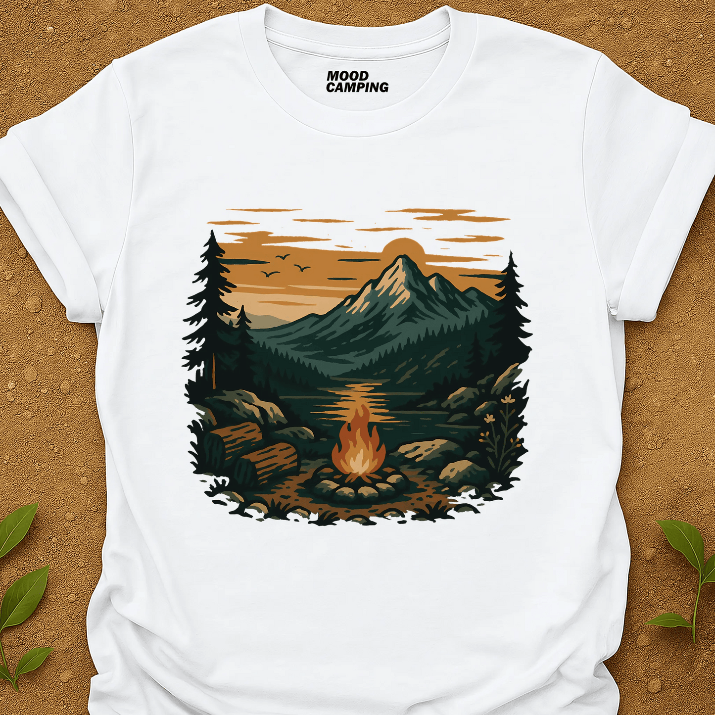 Fire In The Woods T-Shirt - Mood Camping