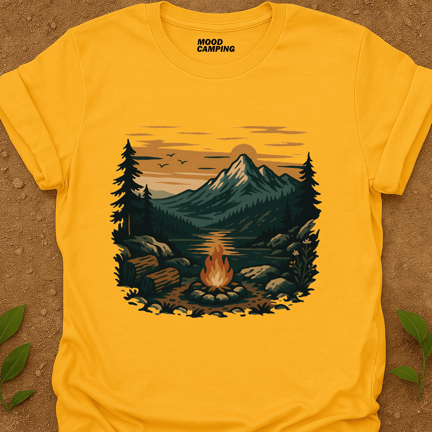 Fire In The Woods T-Shirt - Mood Camping