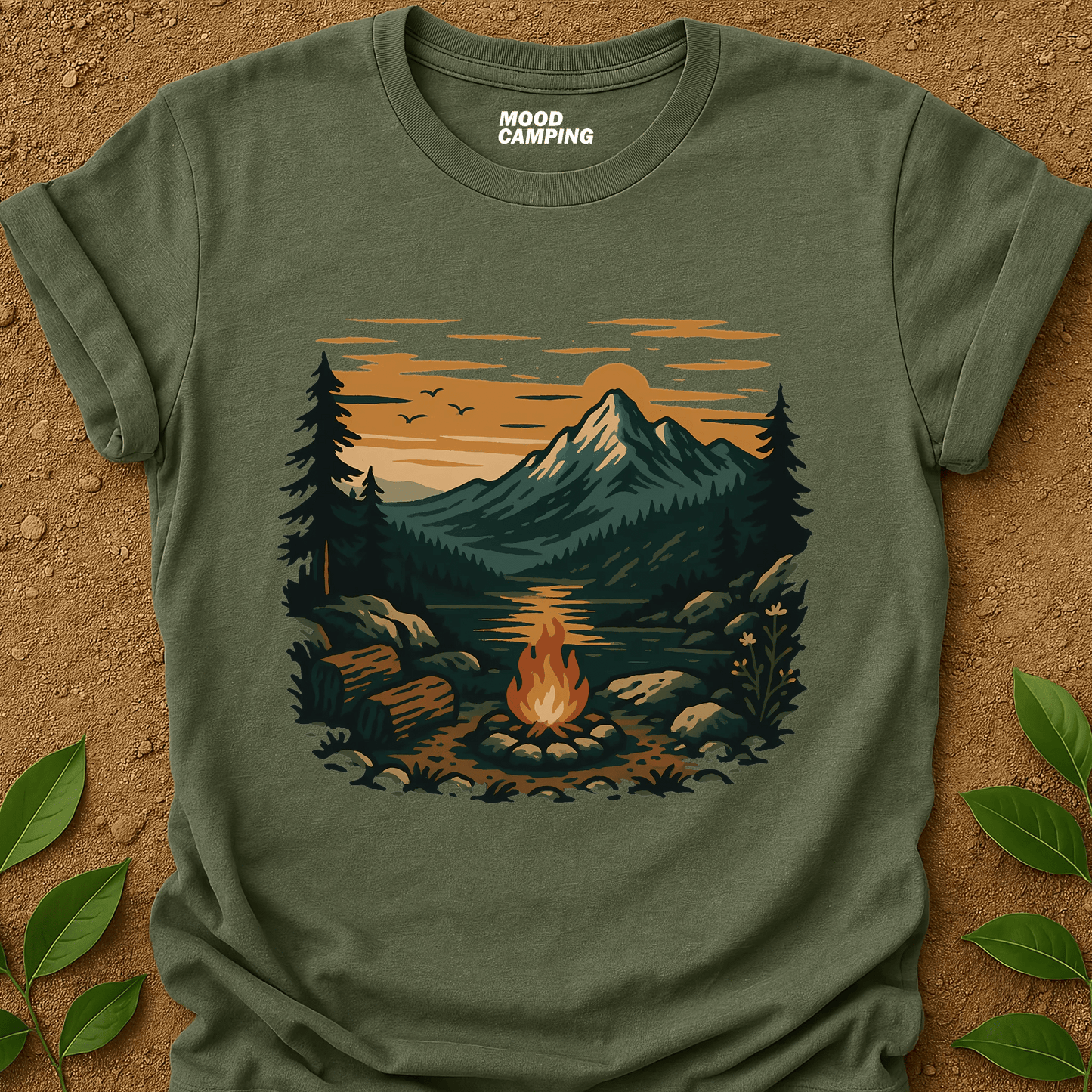 Fire In The Woods T-Shirt - Mood Camping