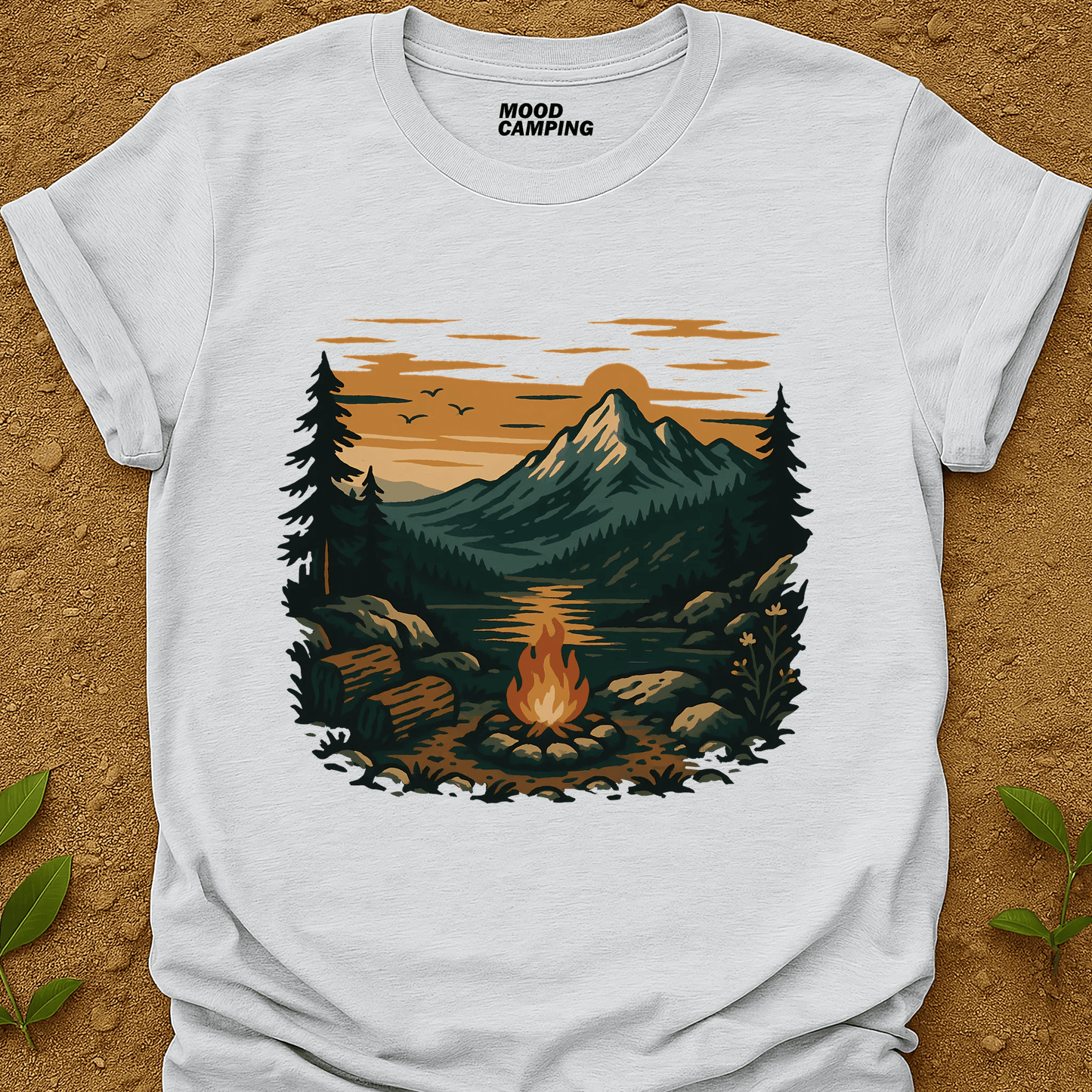 Fire In The Woods T-Shirt - Mood Camping