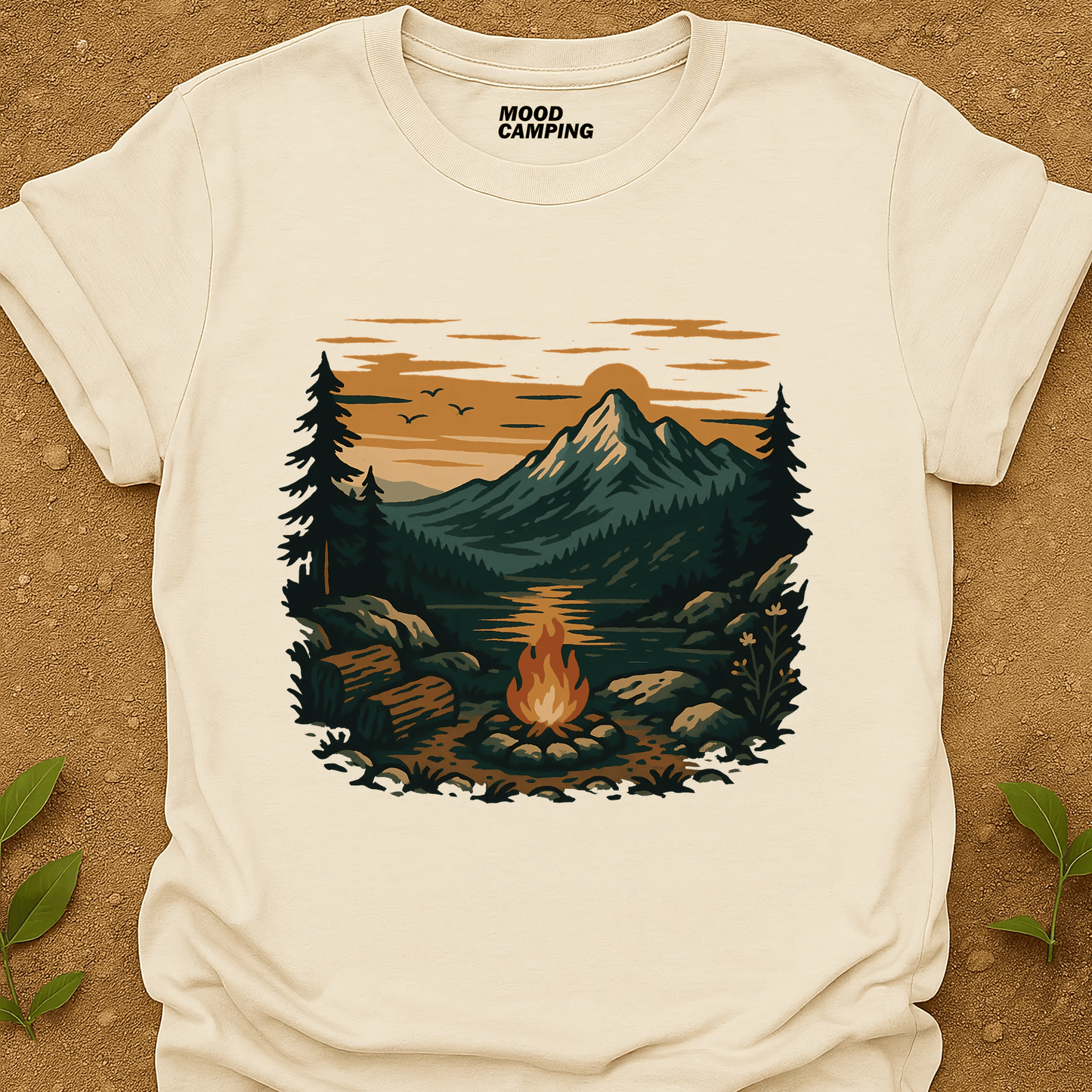 Fire In The Woods T-Shirt - Mood Camping