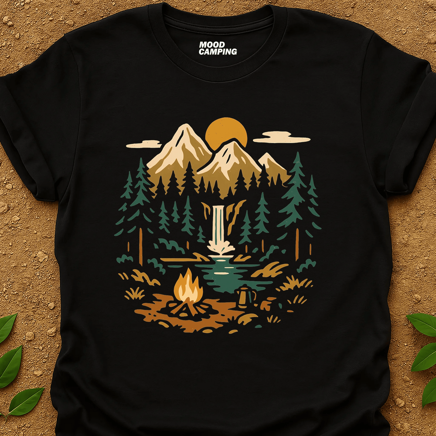 Waterfall In Forest T-Shirt - Mood Camping
