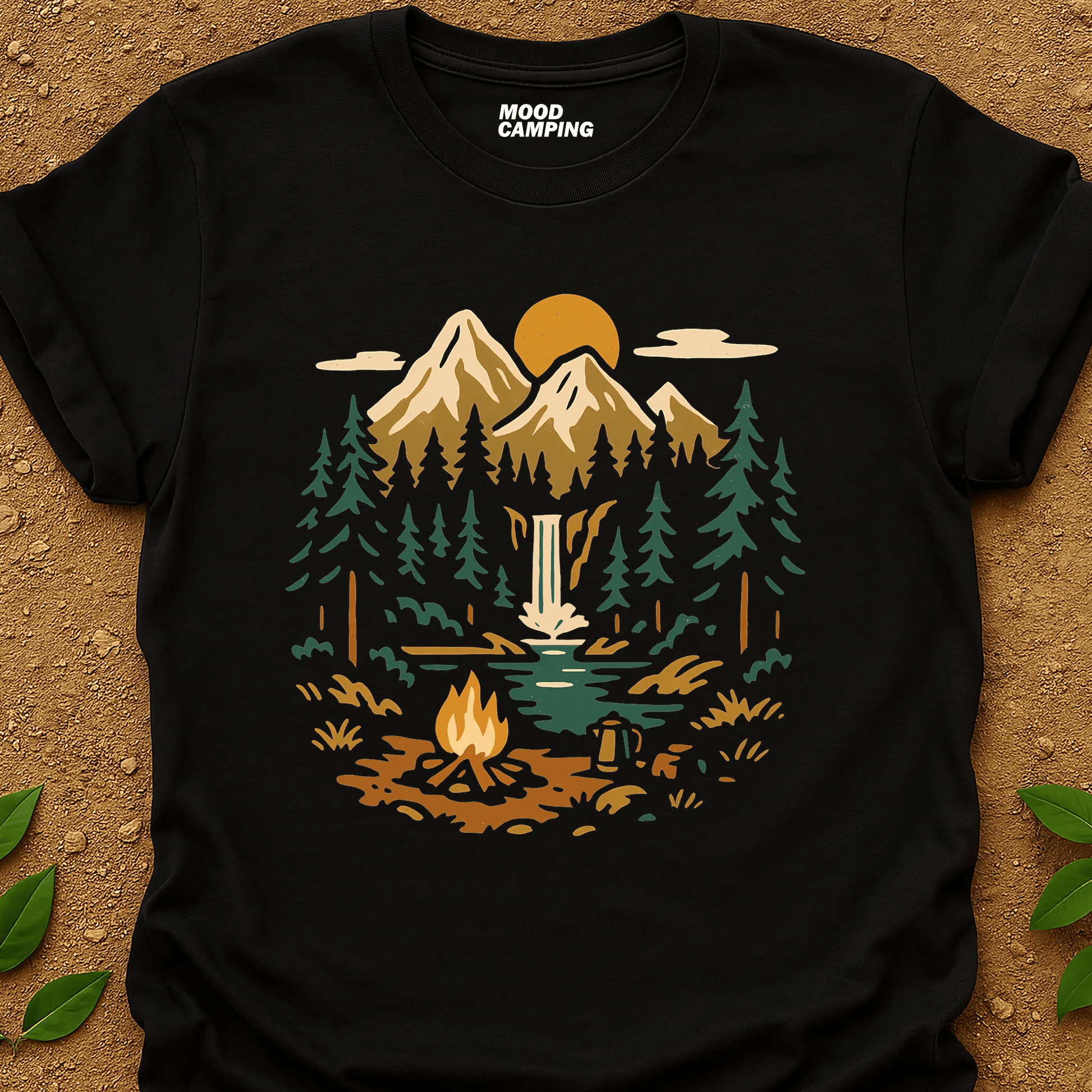 Waterfall In Forest T-Shirt - Mood Camping