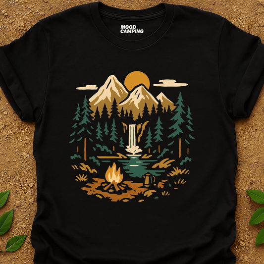 Waterfall In Forest T-Shirt - Mood Camping